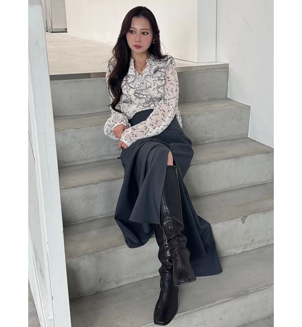 MERCURYDUO「ダブルラッフルバイカラーパイピングブラウス」|シャツ・ブラウス|