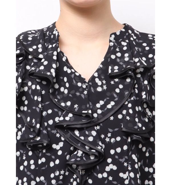 MERCURYDUO「ダブルラッフルバイカラーパイピングブラウス」|シャツ・ブラウス|