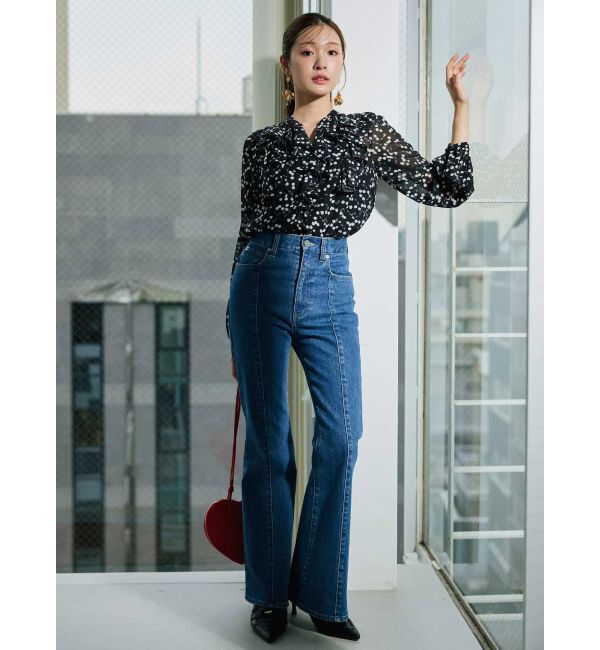 MERCURYDUO「ダブルラッフルバイカラーパイピングブラウス」|シャツ・ブラウス|