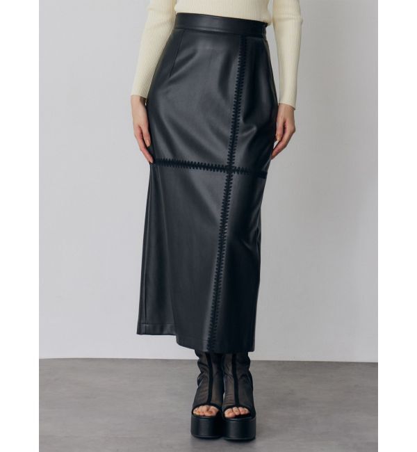 MURUA「クロシェドッキングフェイクレザースカート」|スカート|