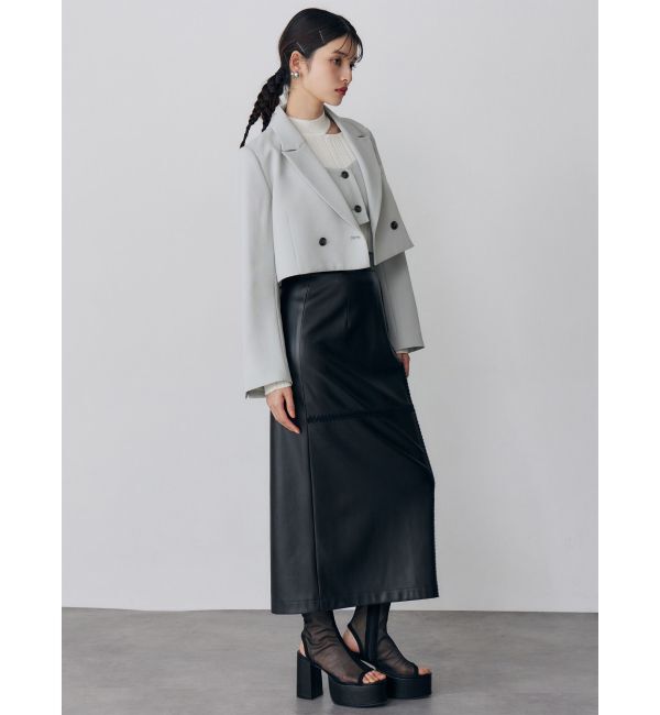 MURUA「クロシェドッキングフェイクレザースカート」|スカート|