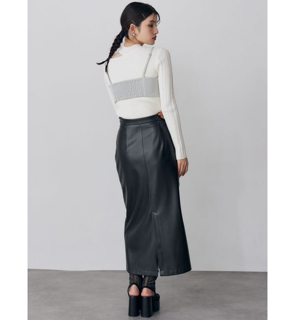 MURUA「クロシェドッキングフェイクレザースカート」|スカート|