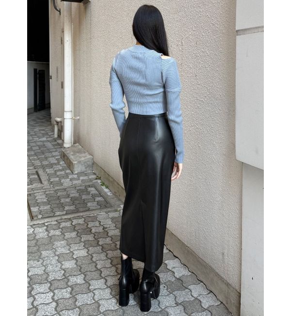 MURUA「クロシェドッキングフェイクレザースカート」|スカート|