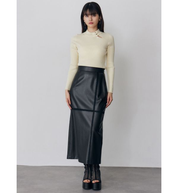 MURUA「クロシェドッキングフェイクレザースカート」|スカート|