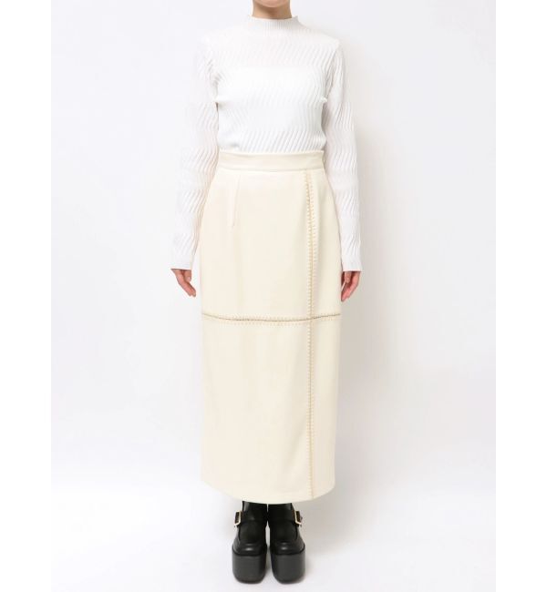 MURUA「クロシェドッキングフェイクレザースカート」|スカート|