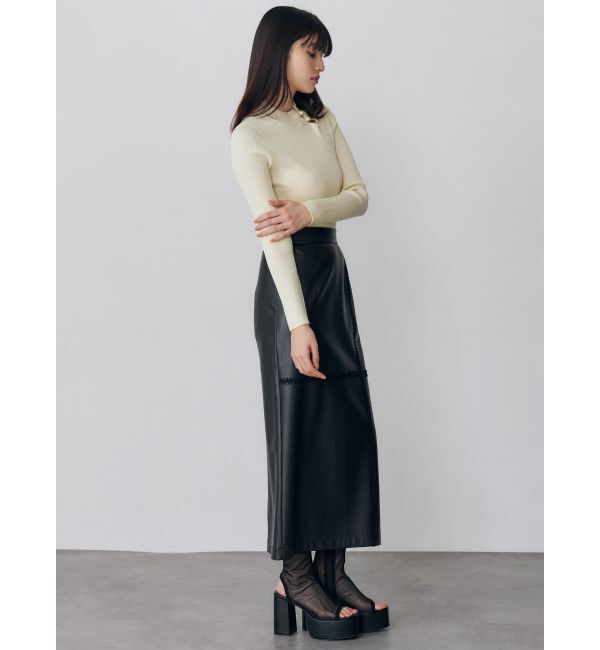MURUA「クロシェドッキングフェイクレザースカート」|スカート|