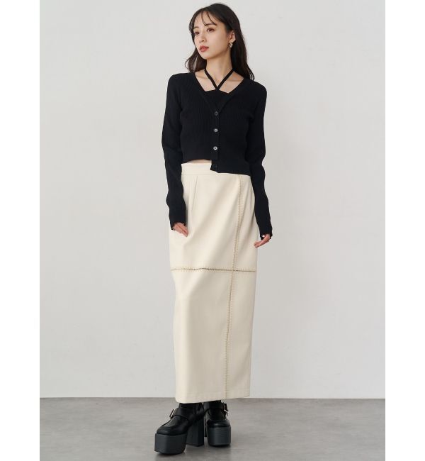 MURUA「クロシェドッキングフェイクレザースカート」|スカート|