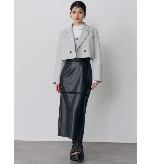 MURUA「クロシェドッキングフェイクレザースカート」|スカート|