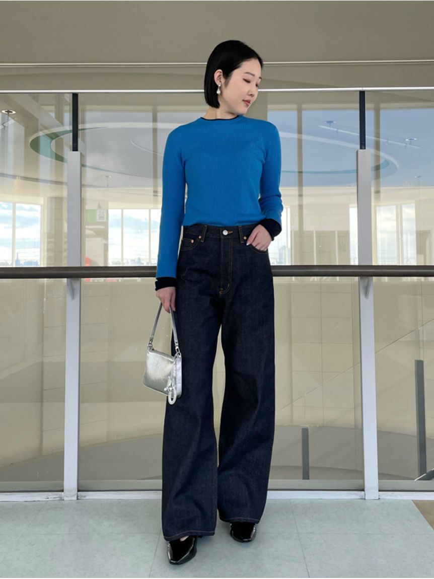 Mila Owen「セルビッチワイドストレートデニムパンツ【ウォッシャブル】」|デニム|