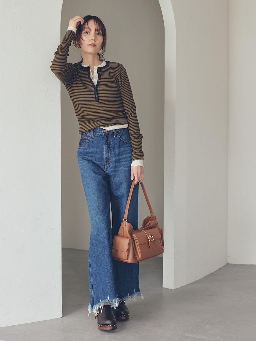 Mila Owen「ヘンリーネックシアーリブニットプルオーバー」|ニット・セーター|