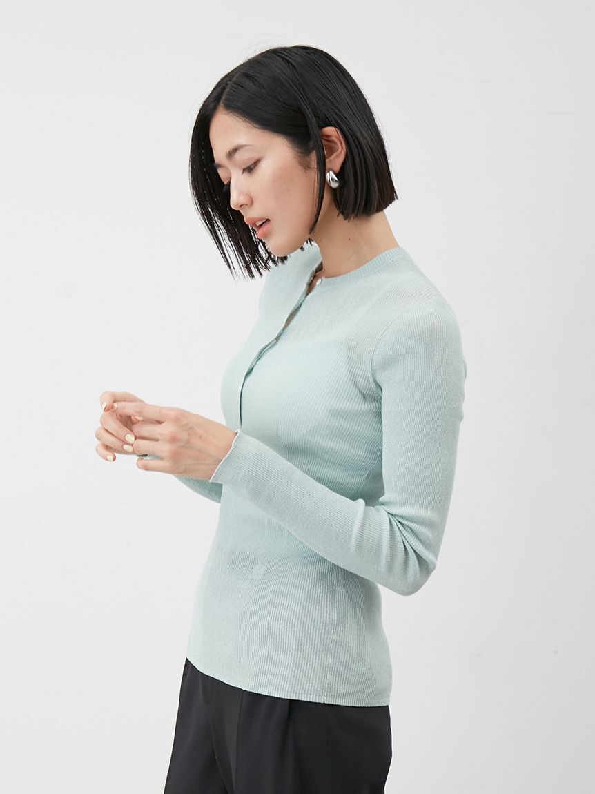 Mila Owen「ヘンリーネックシアーリブニットプルオーバー」|ニット・セーター|