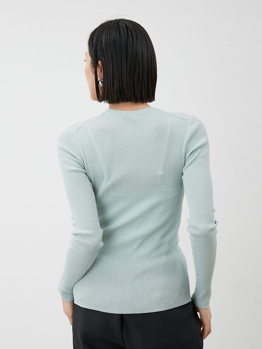 Mila Owen「ヘンリーネックシアーリブニットプルオーバー」|ニット・セーター|