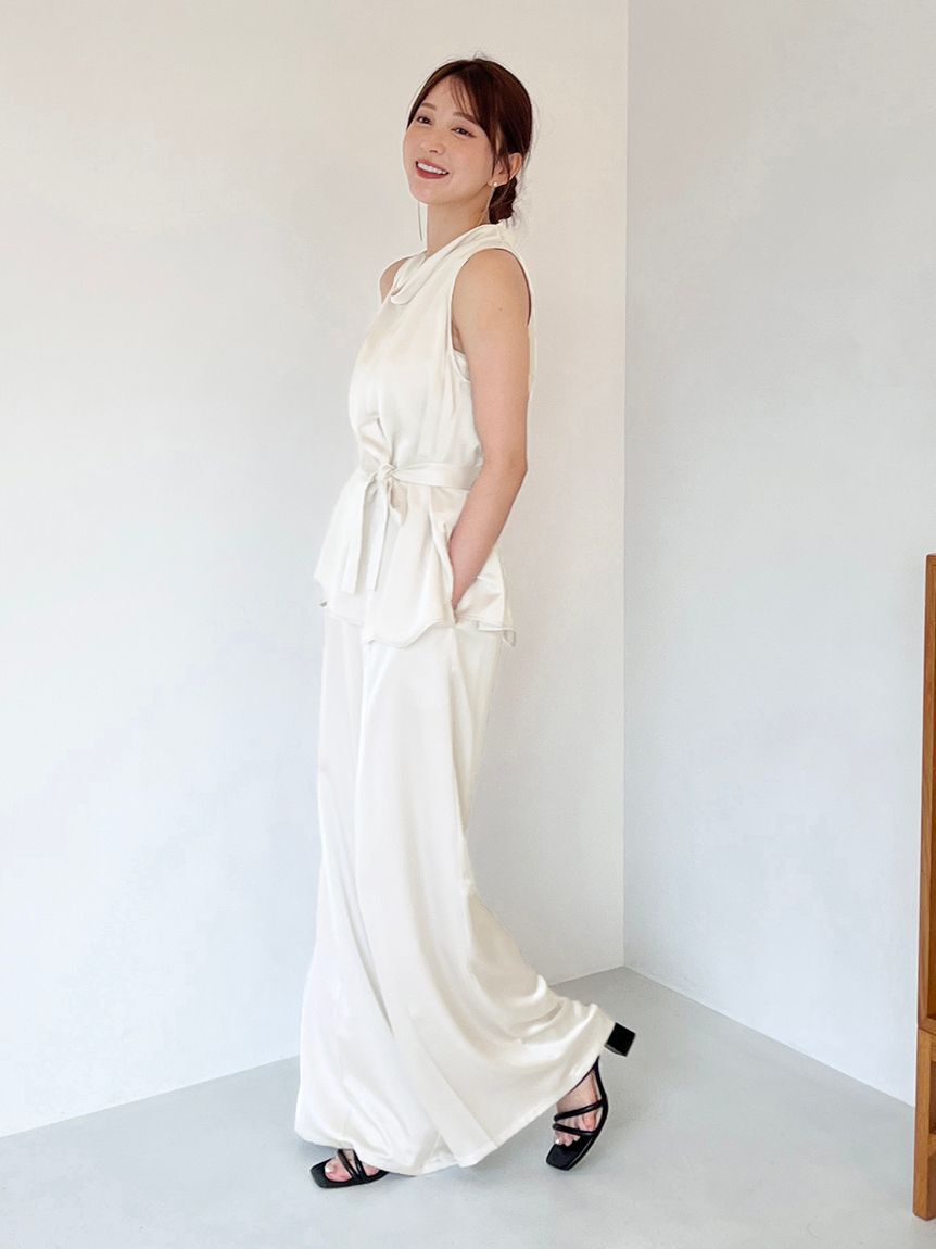 SNIDEL「サテンワイドパンツ」|チノ|