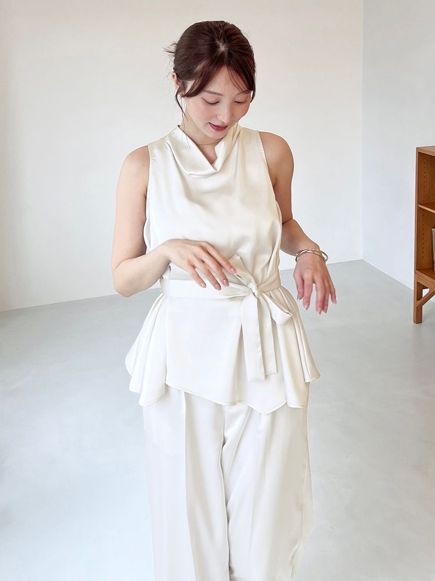 SNIDEL「サテンワイドパンツ」|チノ|