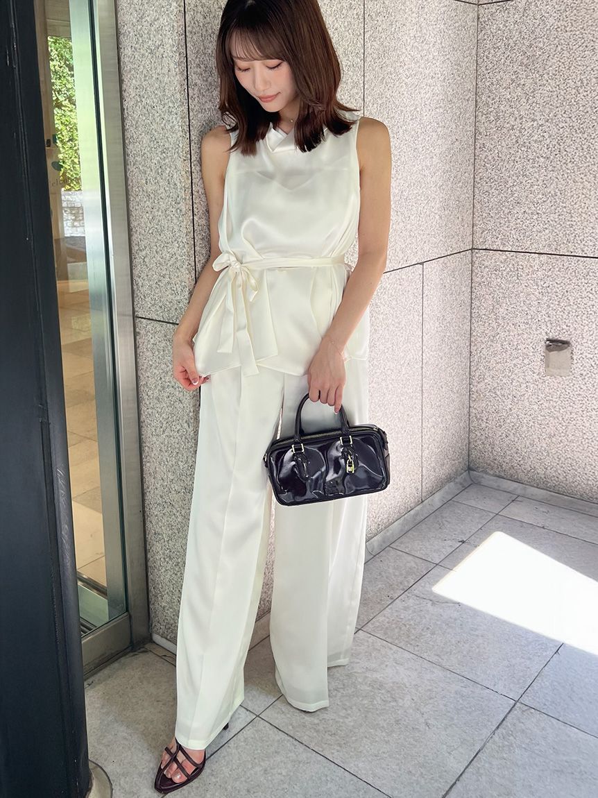 SNIDEL「サテンワイドパンツ」|チノ|