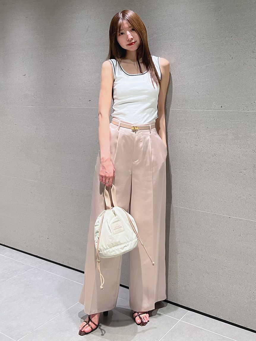 SNIDEL「サテンワイドパンツ」|チノ|