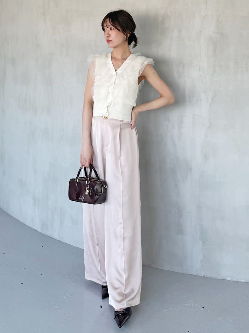 SNIDEL「サテンワイドパンツ」|チノ|PBEG