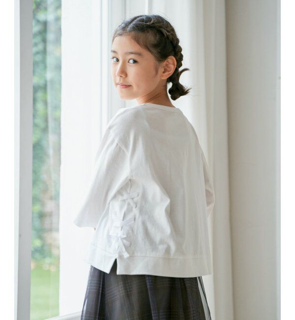 ikka kids「【親子おそろい】フォトロゴプリント7分袖Tシャツ（120~160cm）」|Tシャツ・カットソー|