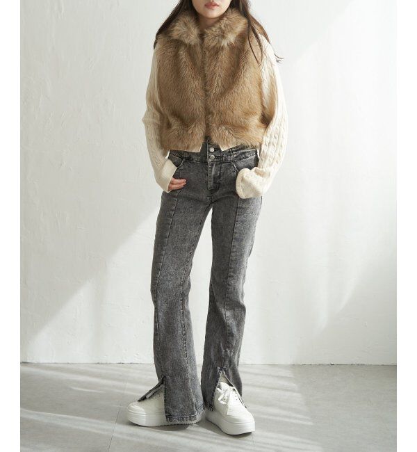 VENCE share style「フェイクファーショート丈ジレ」|その他|