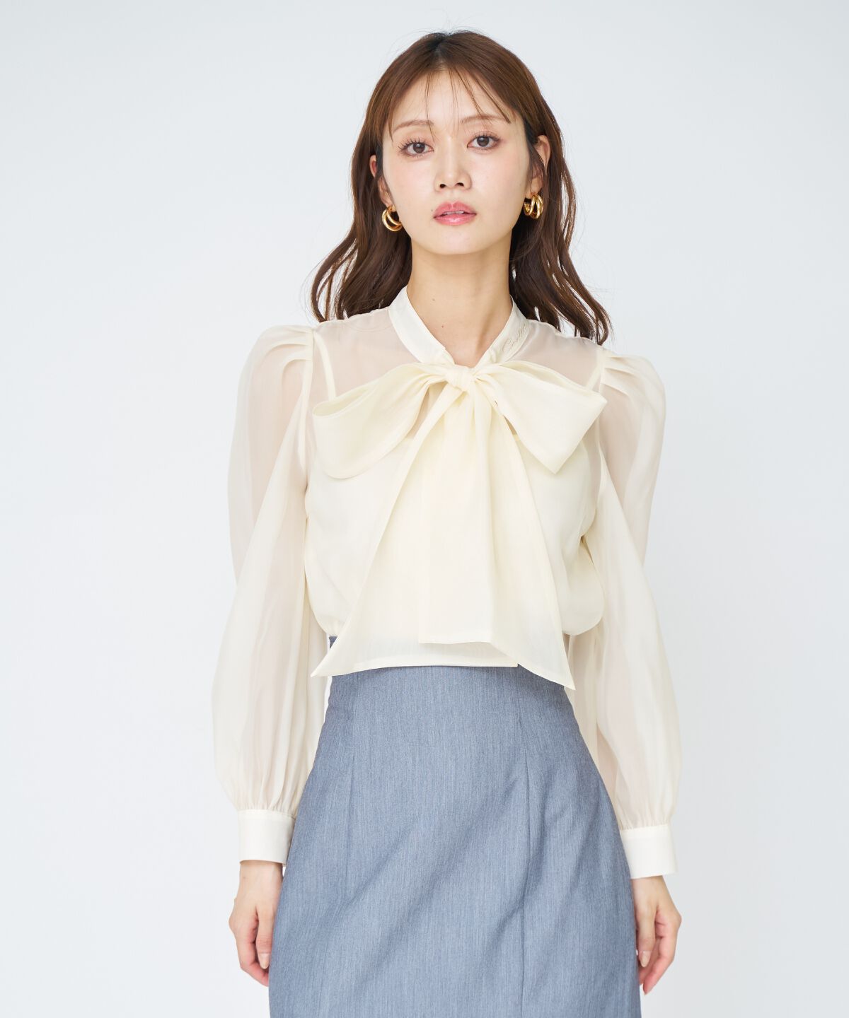 アンドクチュール「シアーボウタイブラウス」|シャツ・ブラウス|