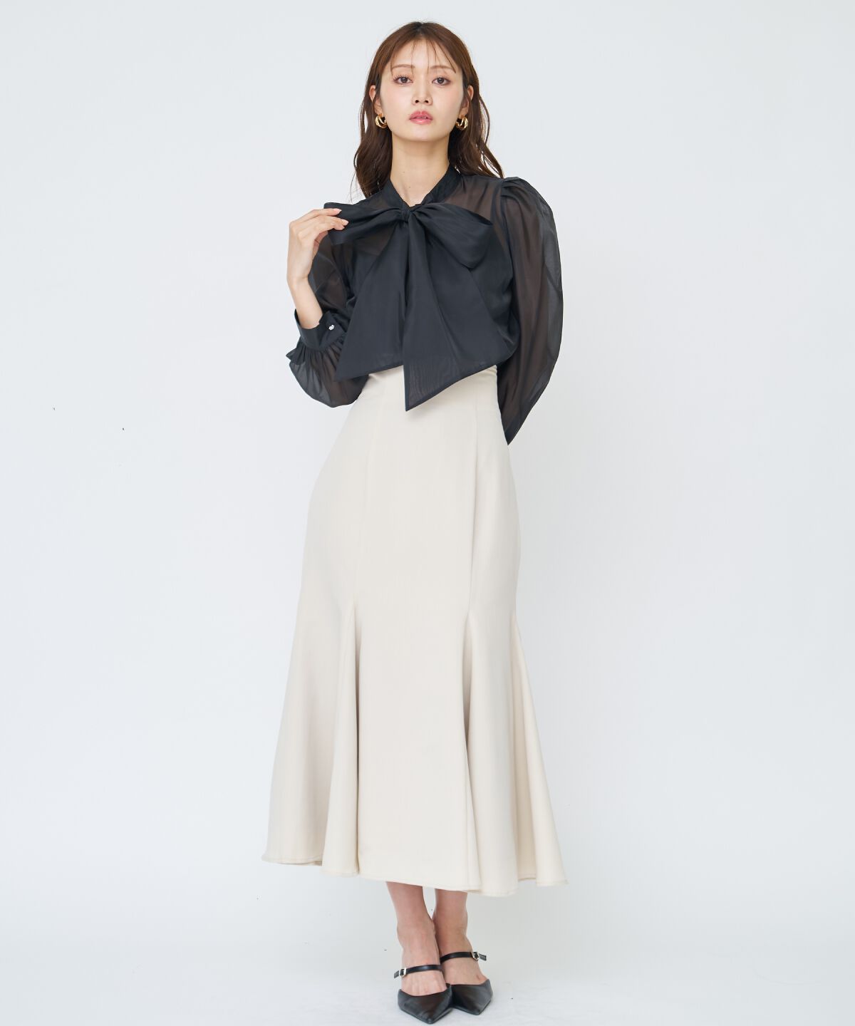 アンドクチュール「バックレースアップマーメイドスカート」|フレア|