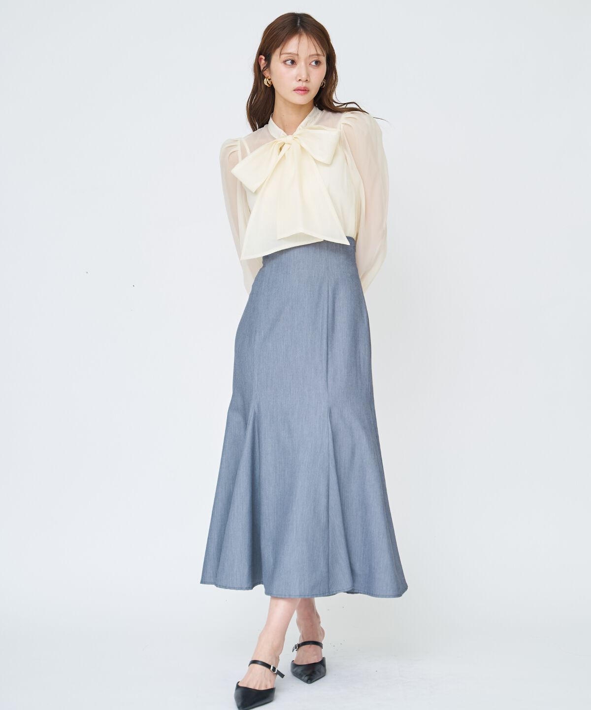 アンドクチュール「バックレースアップマーメイドスカート」|フレア|