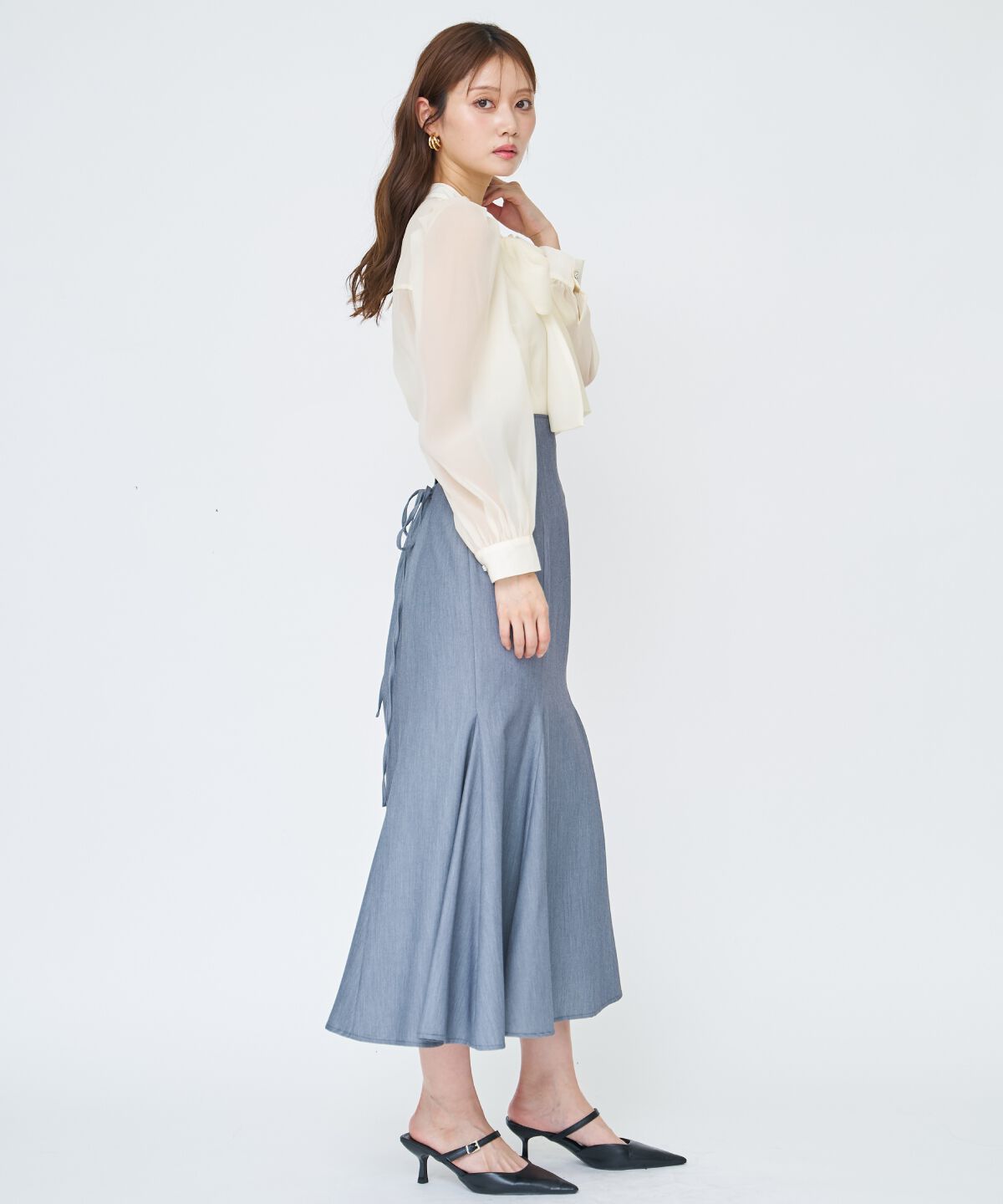 アンドクチュール「バックレースアップマーメイドスカート」|フレア|