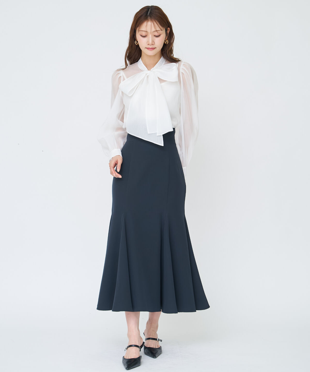 アンドクチュール「バックレースアップマーメイドスカート」|フレア|