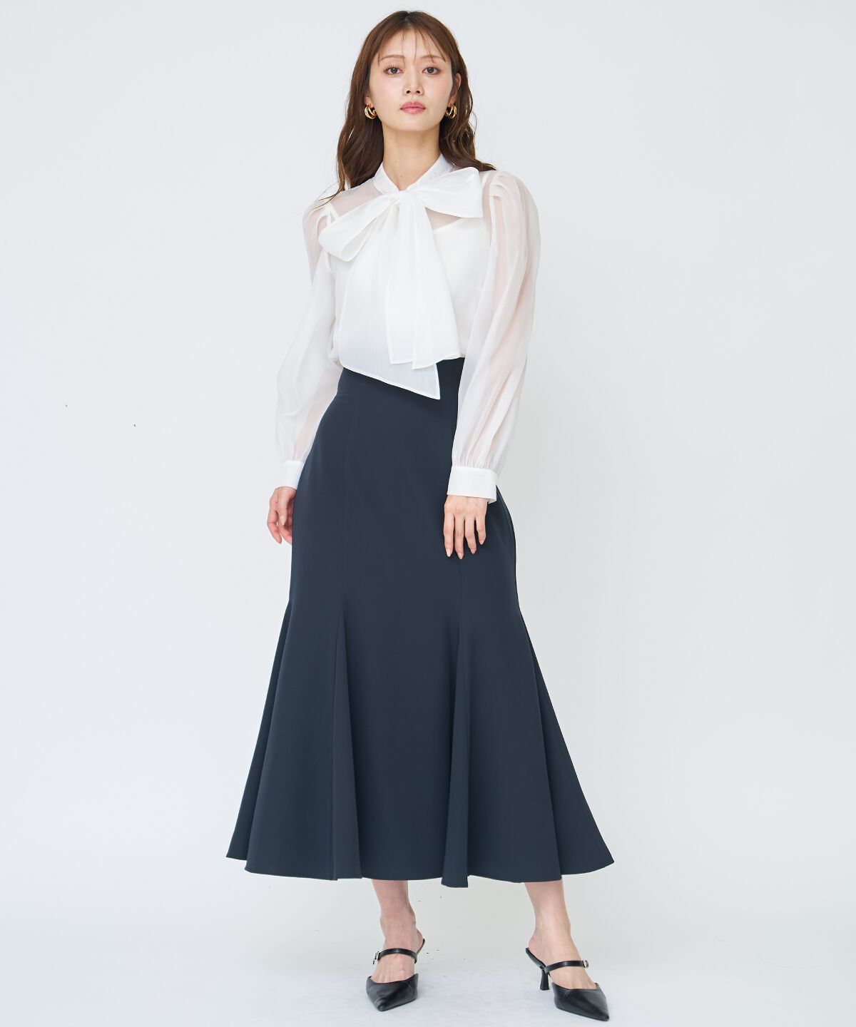 アンドクチュール「バックレースアップマーメイドスカート」|フレア|