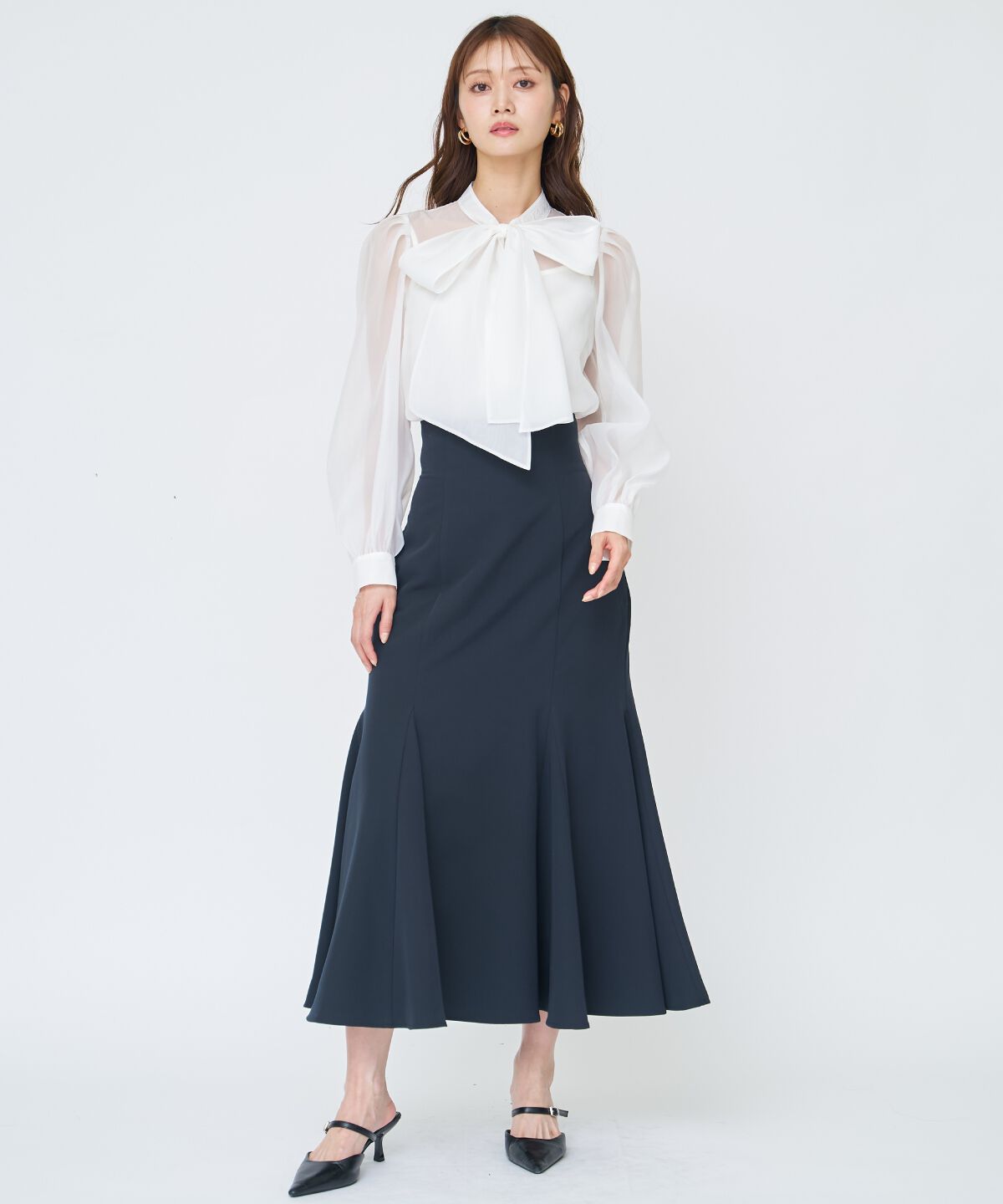 アンドクチュール「バックレースアップマーメイドスカート」|フレア|