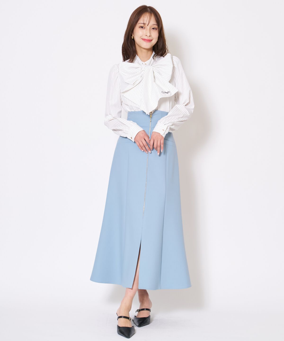 アンドクチュール「バタフライリボンストライプブラウス」|シャツ・ブラウス|