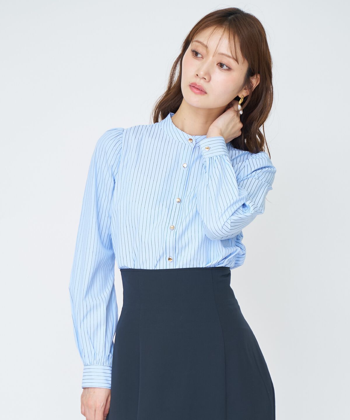 アンドクチュール「バタフライリボンストライプブラウス」|シャツ・ブラウス|