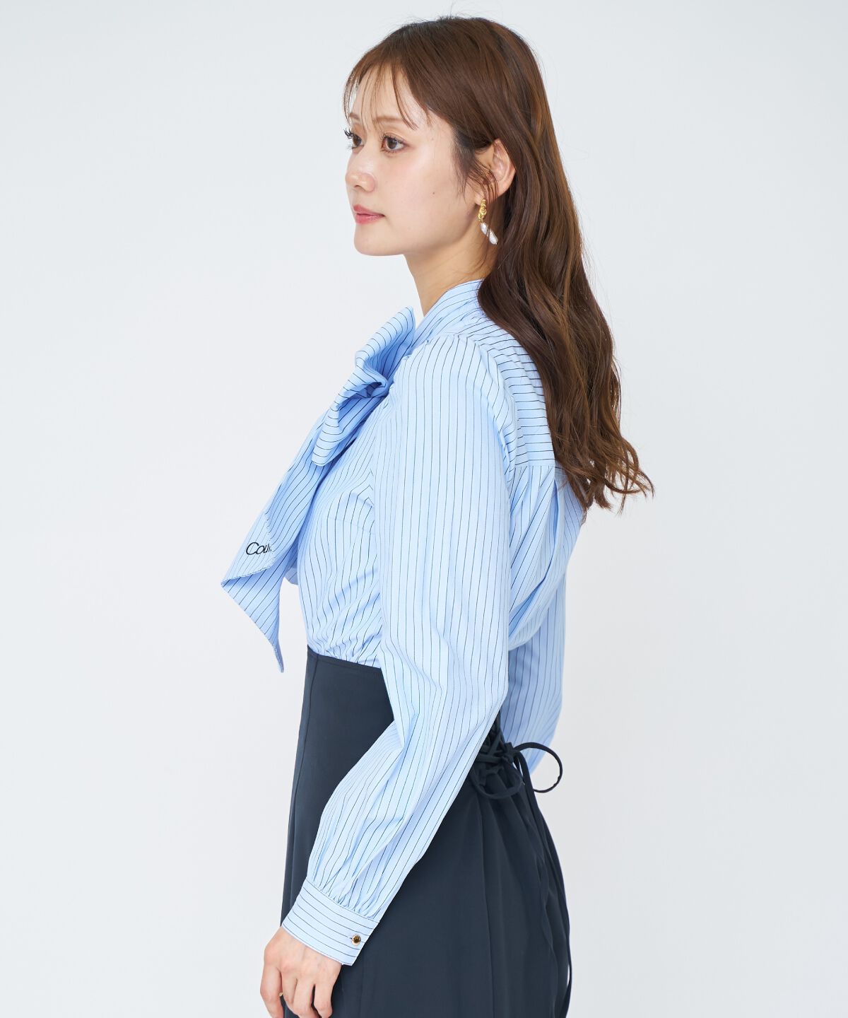 アンドクチュール「バタフライリボンストライプブラウス」|シャツ・ブラウス|