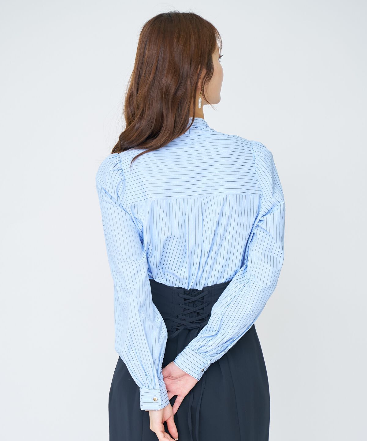 アンドクチュール「バタフライリボンストライプブラウス」|シャツ・ブラウス|