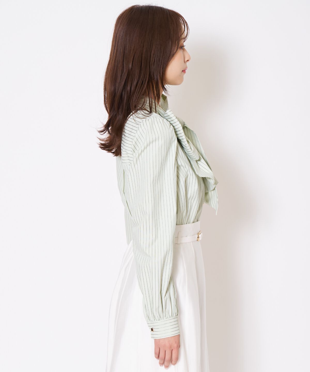 アンドクチュール「バタフライリボンストライプブラウス」|シャツ・ブラウス|