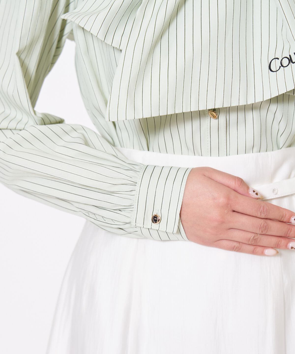 アンドクチュール「バタフライリボンストライプブラウス」|シャツ・ブラウス|