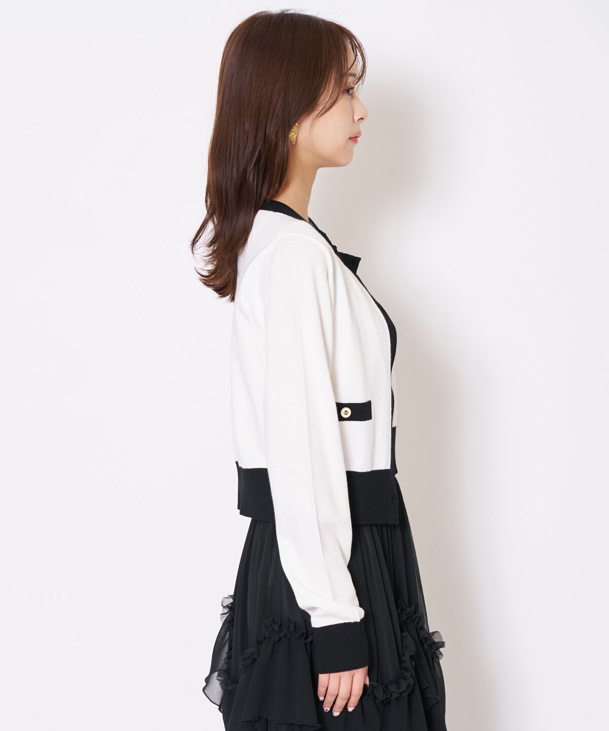 アンドクチュール「バイカラーニットアンサンブル」|カーディガン|