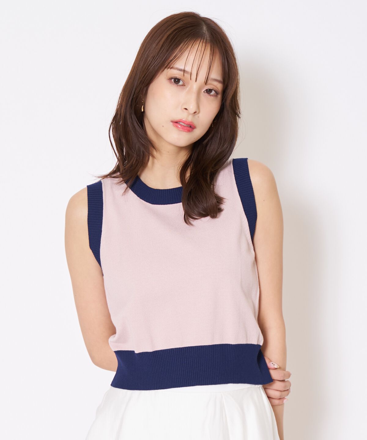 アンドクチュール「バイカラーニットアンサンブル」|カーディガン|