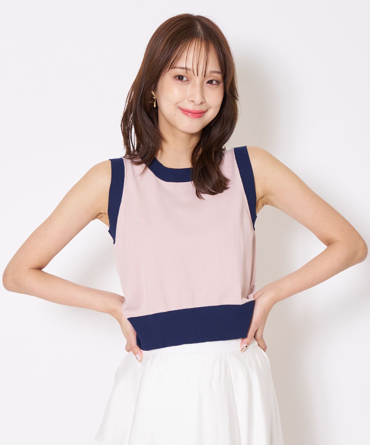 アンドクチュール「バイカラーニットアンサンブル」|カーディガン|