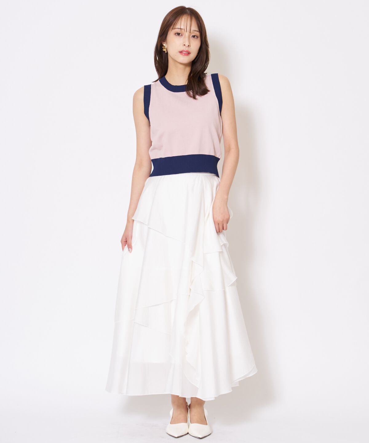 アンドクチュール「バイカラーニットアンサンブル」|カーディガン|