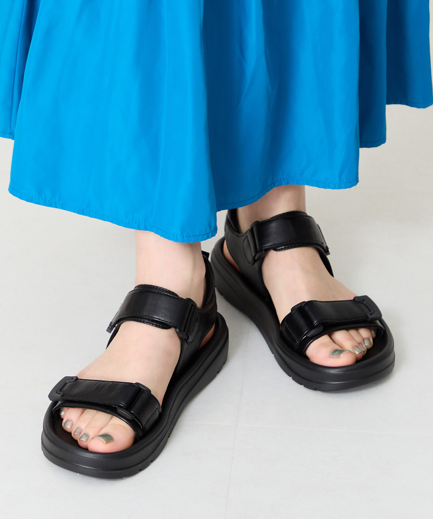 ORiental TRaffic「【Fit me サンダル】ダブル ベルト サンダル /51227 軽い 柔らかい フラット」|サンダル|