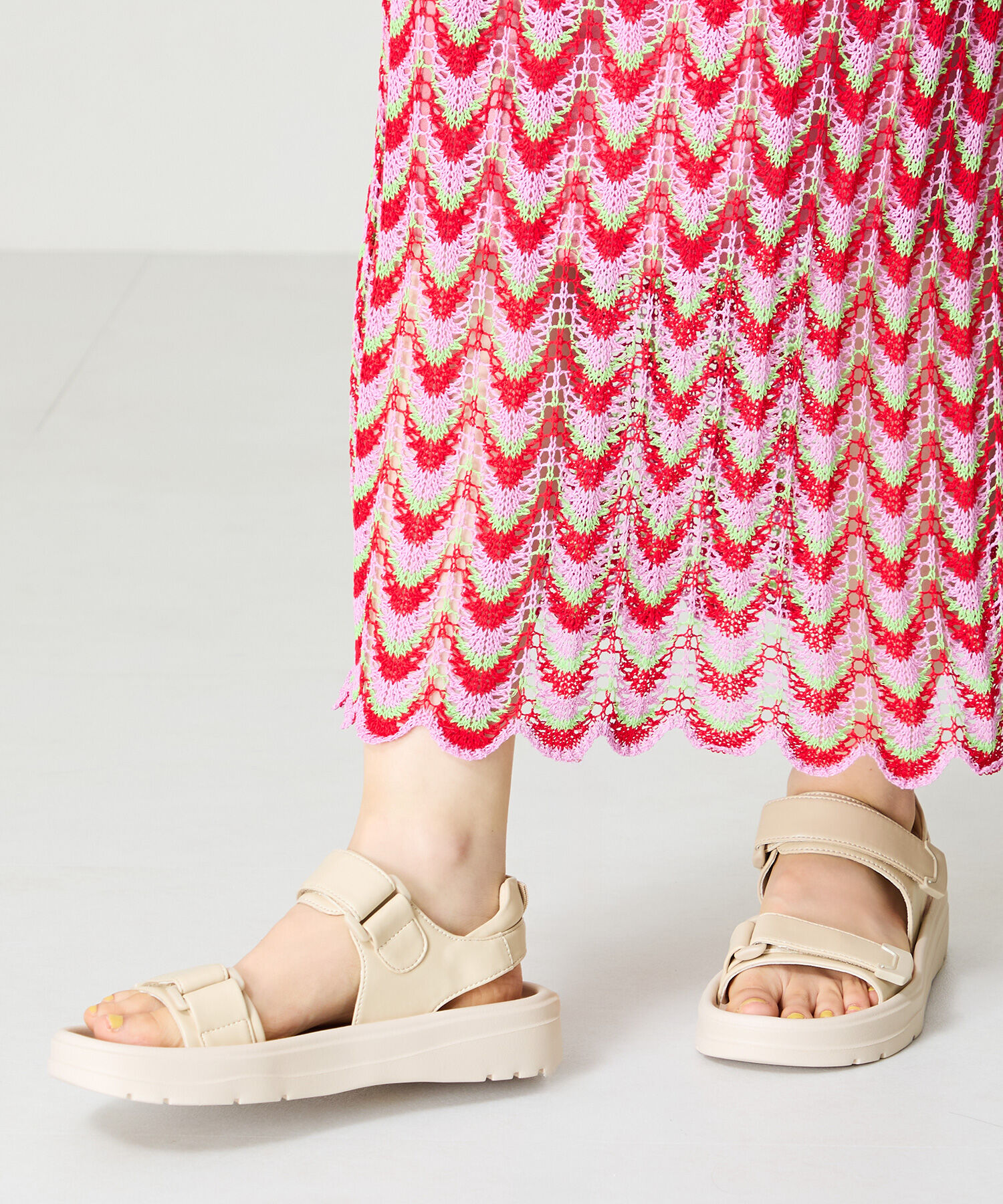 ORiental TRaffic「【Fit me サンダル】ダブル ベルト サンダル /51227 軽い 柔らかい フラット」|サンダル|