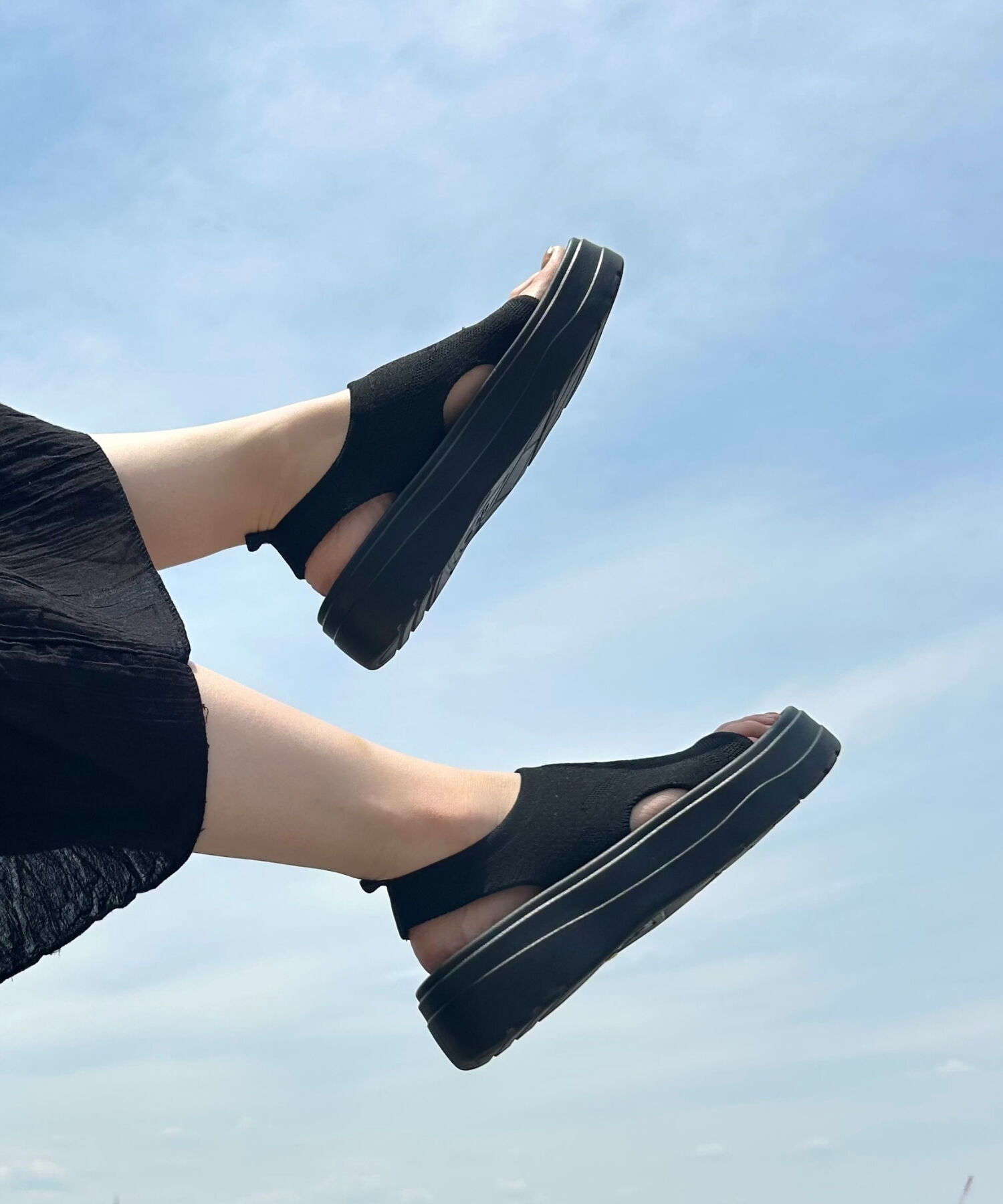 ORiental TRaffic「【Fit meサンダル】サイドオープンニット厚底サンダル/55207 サンダル WEB限定 ニット 軽い」|サンダル|