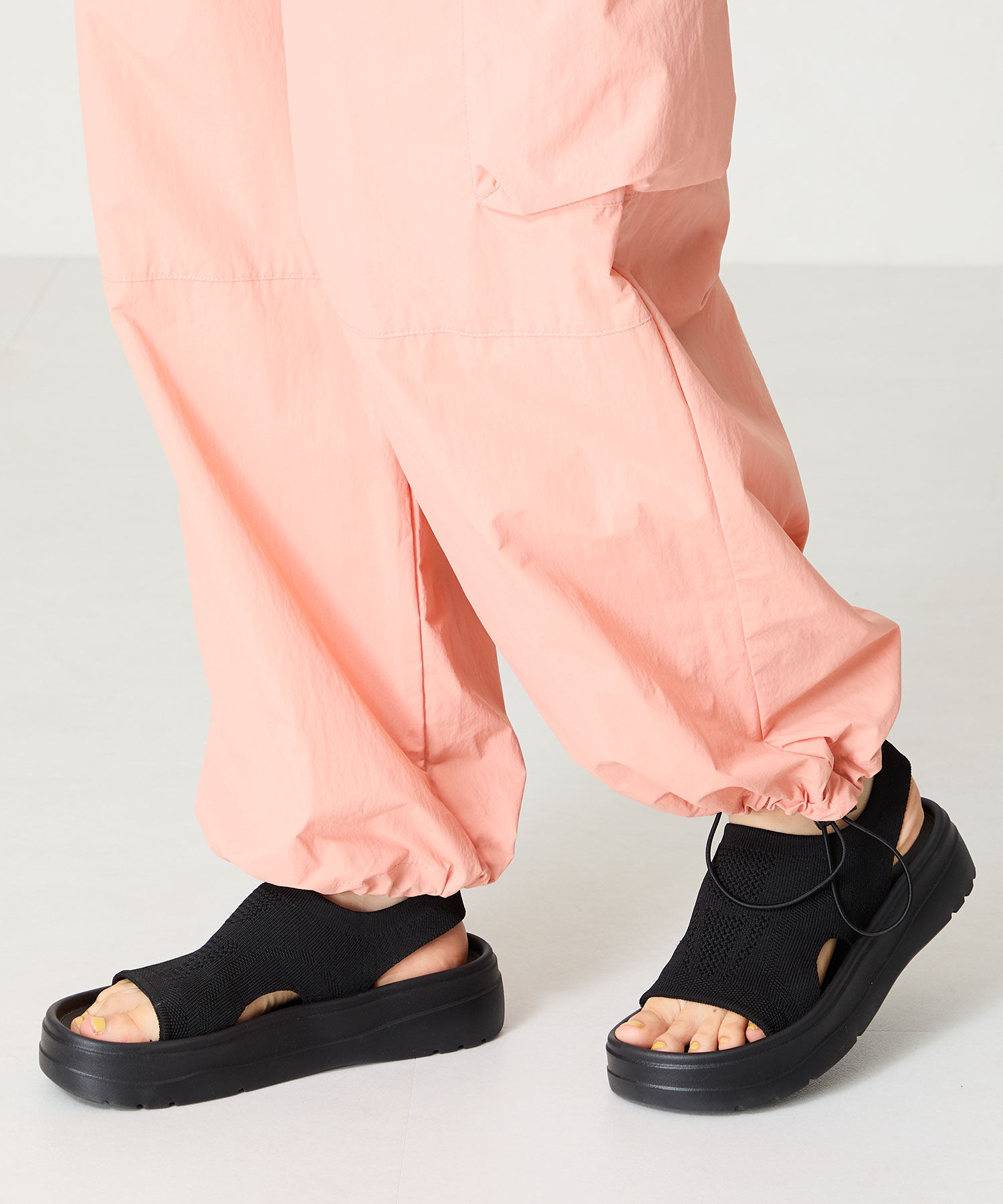 ORiental TRaffic「【Fit meサンダル】サイドオープンニット厚底サンダル/55207 サンダル WEB限定 ニット 軽い」|サンダル|