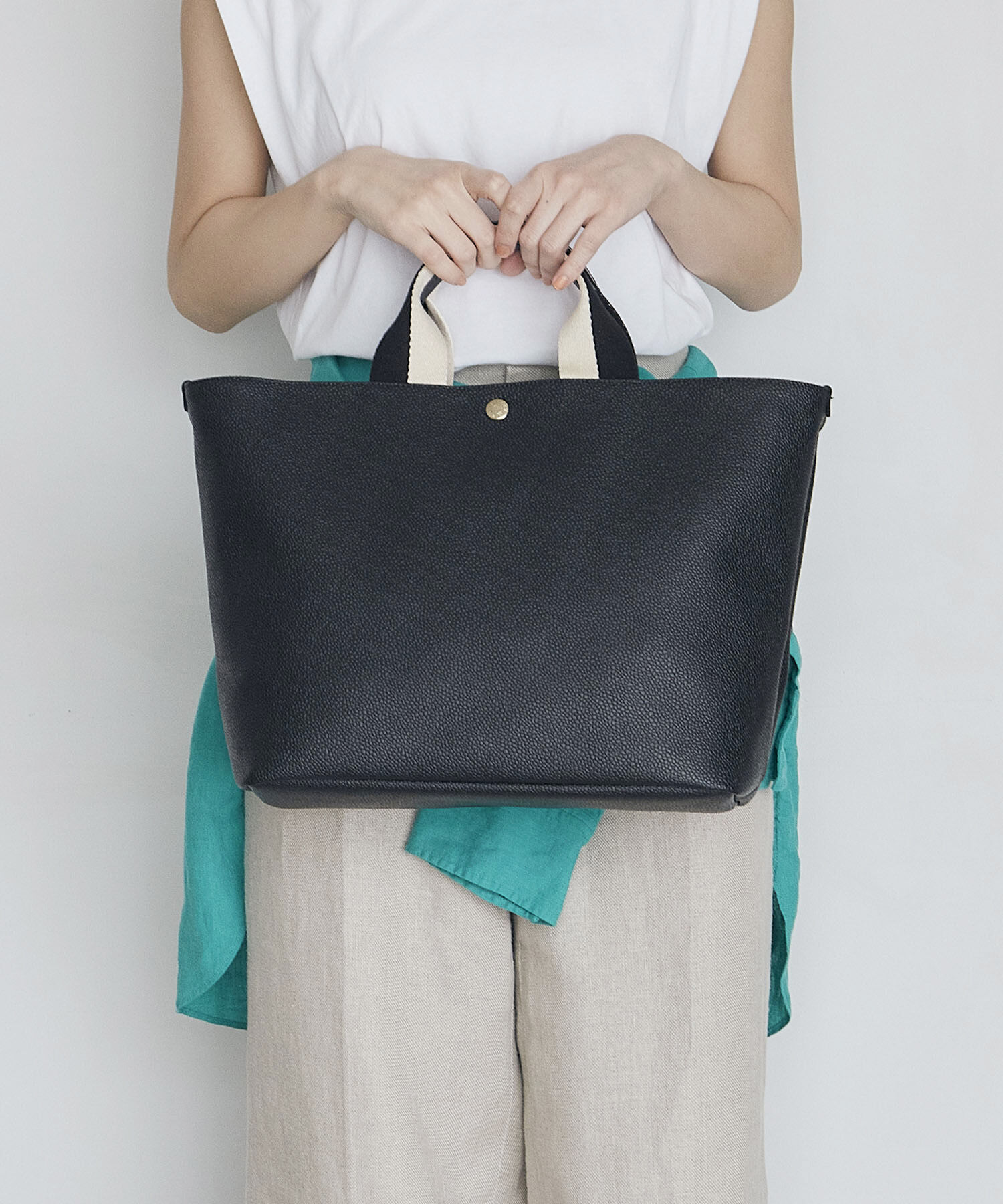 TOPKAPI BREATH「【Breath TOPKAPI】SCOTCH GRAIN スコッチグレイン プレーン バイカラーハンドル A4 トートバッグ」|トートバッグ|ブラック