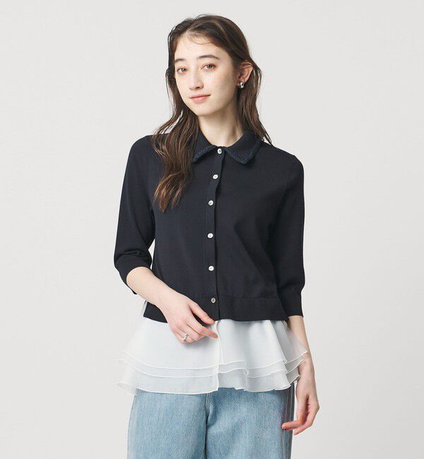 UNITED ARROWS「レディー ポロニット 」|カーディガン|NAVY