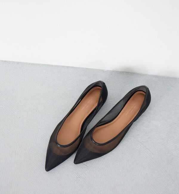 UNITED ARROWS green label relaxing「ポインテッド チュール フラットシューズ」|パンプス|BLACK