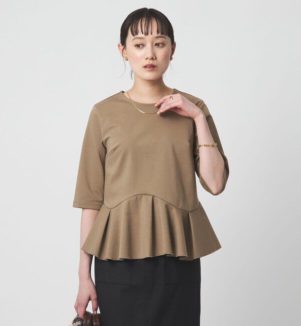 UNITED ARROWS green label relaxing「イレヘム ペプラム ポンチ プルオーバー カットソー 接触冷感 UVカット」|Tシャツ・カットソー|BEIGE