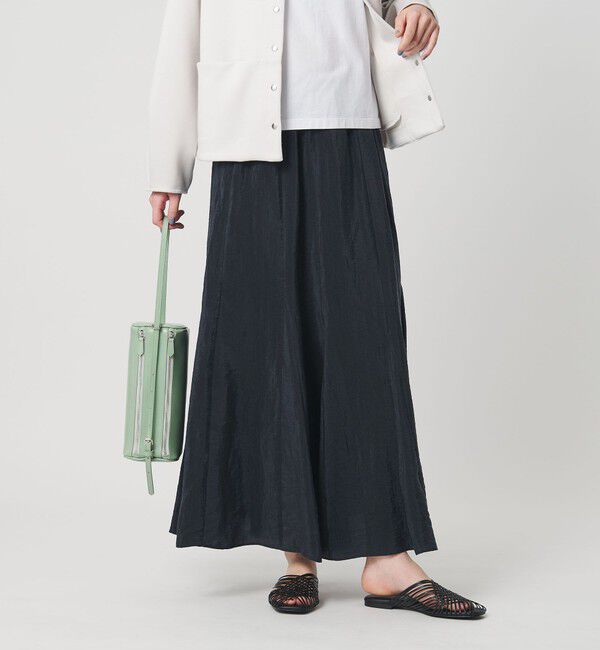 BEAUTY&YOUTH UNITED ARROWS「セルロースナイロン ワッシャーロングスカート ウォッシャブル」|スカート|NAVY