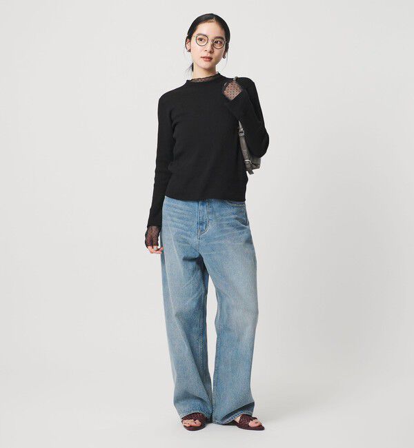 BEAUTY&YOUTH UNITED ARROWS「【WEB限定 Wardrobe DAILY MINIMAL】レースコンビ リブニットプルオーバー ウォッシャブル」|ニット・セーター|